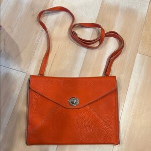 Orange Leather Crossbody Bag